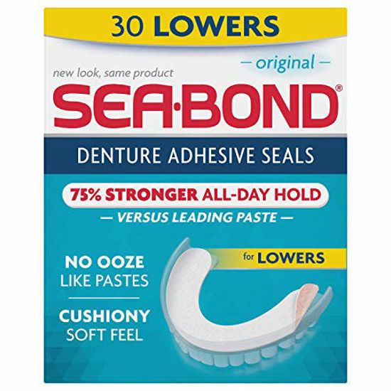 Picture of Sea Bond Secure Denture Adhesive Seals Lowers Original, Zinc Free, All Day Hold, Mess Free, 30 Count