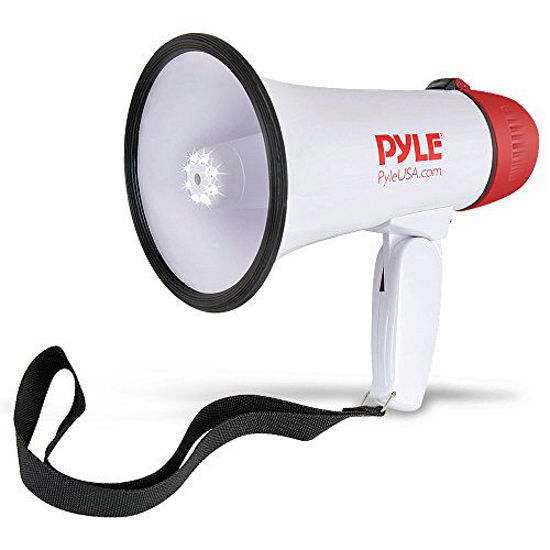 Picture of Pyle Megaphone Speaker PA Bullhorn - Built-in Siren & LED Lights - 30 Watts & Adjustable Vol. Control - for Football Soccer, Baseball Basketball Cheerleading Fans Coaches & Safety Drills (PMP37LED)