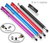 Picture of Bargains Depot (4Pcs) [New Upgraded] 2-in-1 Universal Capacitive Stylus/styli 5.5"L with 20 Pcs Replacement Rubber Tips - (Black/Blue/Purple/Red)