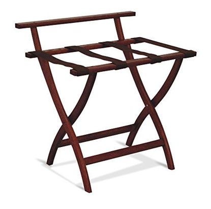 Picture of Wooden Mallet WallSaver Luggage Rack,Brown Straps, Mahogany