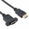 Picture of Bluwee HDMI Extension Cable High Speed HDMI Male to Female Extension Wire Cord HDMI Extender w/Screw Nut for Panel Mount - Gold Plated Plugs, Black (1FT)