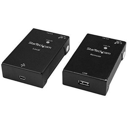 Picture of StarTech.com USB 2.0 Extender over Cat5e/Cat6 Cable (RJ45) - Up to 165ft (50m) - High Speed USB Port Extender Adapter Kit - Powered - USB over Ethernet Cable Extender - 480Mbps - Metal (USB2001EXTV)