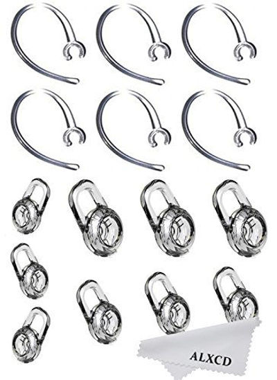 Picture of ALXCD Earbud Gel & Ear Hook for Plantronics, ALXCD 9 Pcs (Small/Medium/Large) Clear Replacement Eargel & 6 Pcs Clear Ear Hook, Fit for Plantronics M155 M165 M1100 M100 M55 M28 M25 Voyager Edge (6+9)