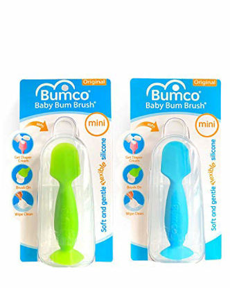 Picture of Baby Bum Brush, Mini Diaper Rash Cream Applicator with Travel Case, Soft Flexible Silicone, Unique Gift for Boys and Girls, [Blue + Green]