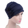 Picture of HONENNA Chemo Turban Headband Scarf Beanie Cap Hat for Cancer Patient (Navy Blue)