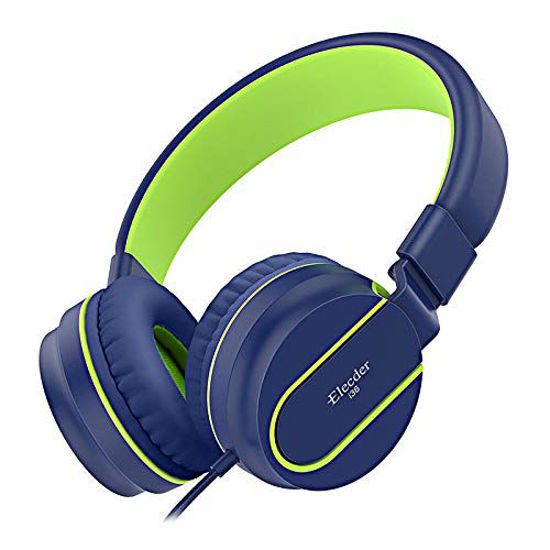 Picture of Elecder i36 Kids Headphones Children Girls Boys Teens Foldable Adjustable On Ear Headphones 3.5mm Jack Compatible Cellphones Computer Kindle MP3/4 School Tablet Blue/Green