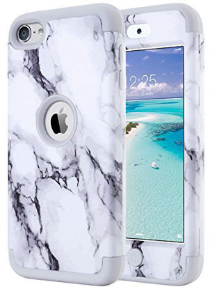 Picture of ULAK iPod Touch 7 Case Marble, iPod Touch 6 Case, Heavy Duty High Impact Hard PC Back Cover with Shockproof Soft Silicone Interior for Apple iPod Touch 5th/6th/7th Generation, Grey Marble