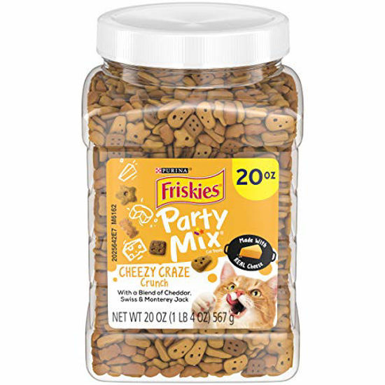 GetUSCart Purina Friskies Made in USA Facilities Cat Treats Party Mix Cheezy Craze Crunch 20 oz. Canister