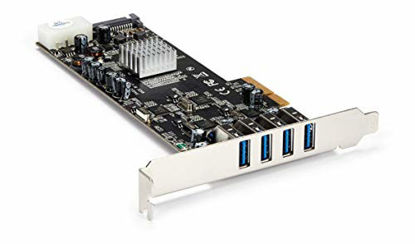 Picture of StarTech.com 4 Port USB 3.0 PCIe Card w/ 4 Dedicated 5Gbps Channels (USB 3.1 Gen 1) - UASP - SATA / LP4 Power - PCI Express Adapter Card (PEXUSB3S44V)