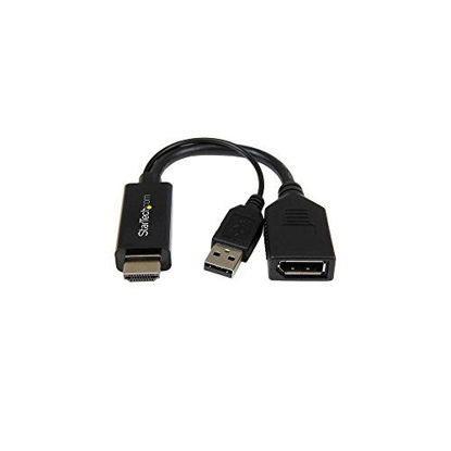 Picture of StarTech.com 4K 30Hz HDMI to DisplayPort Video Adapter w/ USB Power - 6 in - HDMI 1.4 (Male) to DP 1.2 (Female) Active Monitor Converter (HD2DP)