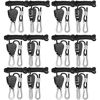 Picture of iPower GLROPEX6 6-Pair 1/8 Inch 8-Feet Long Heavy Duty Adjustable Rope Clip Hanger (150lbs Weight Capacity) Reinforced Metal Internal Gears, 6 Pack, White