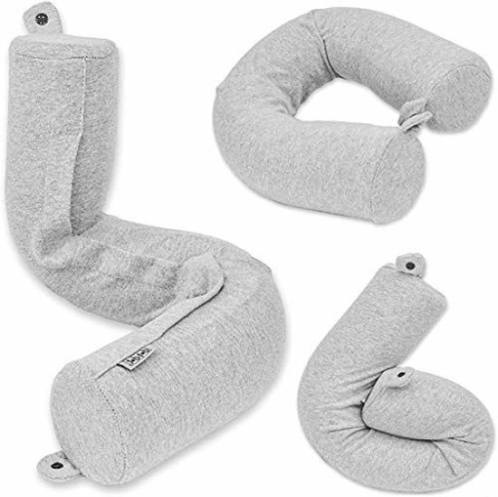 Picture of Twist Memory Foam Travel Pillow for Neck, Chin, Lumbar and Leg Support - for Traveling on Airplane, Bus, Train or at Home - Best for Side, Stomach and Back Sleepers - Adjustable, Bendable Roll Pillow