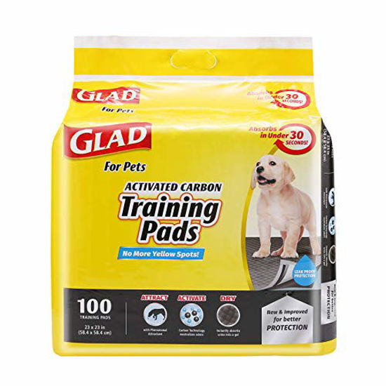 Picture of Glad for Pets Black Charcoal Puppy Pads | Puppy Potty Training Pads That ABSORB & NEUTRALIZE Urine Instantly | New & Improved Quality, 100 count