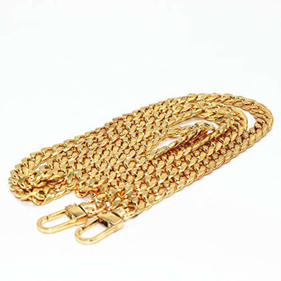 WEICHUAN 47 DIY Iron Flat Chain Strap Handbag Chains Accessories Purse Straps Shoulder Cross Body Replacement Straps, with Metal Buckles (Gold)