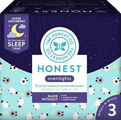 Picture of The Honest Company Club Box Overnight Baby Diapers, Sleepy Sheep, Size 3 (60 Count)