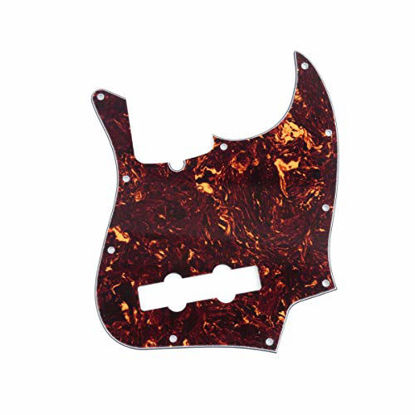 Picture of Musiclily Pro 10 Hole J Bass Pickguard for 4 String Fender Jazz Bass Modern Style, 4Ply Tortoise Shell