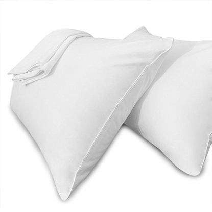 Picture of Pillow Cases Queen Size-100% Cotton Pillowcase Covers with Zipper Hidden, Wrinkle, Fade & Stain Resistant/Pillow Covers for Easy Care, 2 Pack/White