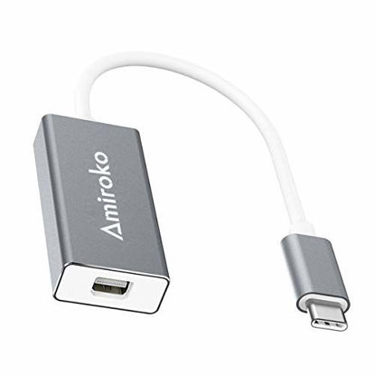 Picture of Amiroko USB-C to Mini DisplayPort Adapter, USB 3.1 Type C to Mini DP Adapter Support 4K, 1080P for MacBook Pro, MacBook 12", Alienware, to LED Cinema Display / Dell Monitor etc, Gray