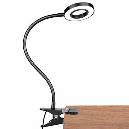 Picture of GLORIOUS-LITE 5W LED Clip on Light/Reading Light/Bed Light, 2 Color Book Light & Dimmable Pinao Light, Eye-Caring Clip on Lamp for Makeup Mirror,Desk, Headboard, Dorm Room,Computer and Piano(Black)