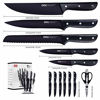 Picture of Kitchen Knife Set, OOU 7pcs High Carbon Stainless Steel Kitchen Knives for Kitchen Cooking, Ultra Sharp & Full Tang Fixed with Triple Rivets, Unique BO Tech, Professional Chef Knife Set - Black