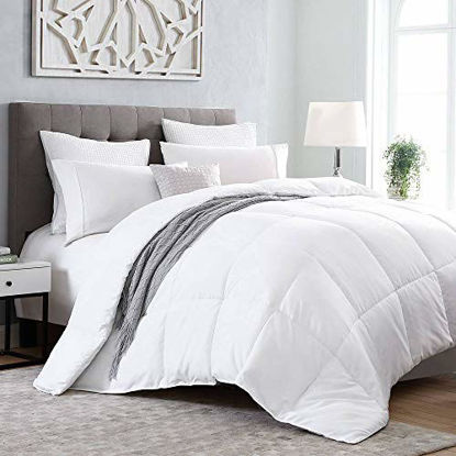 Picture of Kingsley Trend Down Alternative Quilted Stand Alone Comforter Duvet Insert All-Season Soft Comforter, Machine Washable - White - King (104 x 92)