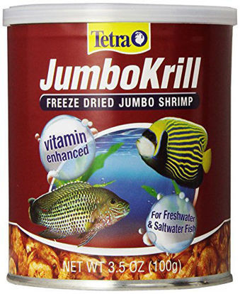 Picture of Tetra JumboKrill Freeze-Dried Jumbo Shrimp 3.5 Ounces, Natural Shrimp Treat For aquarium Fish, red (16198)