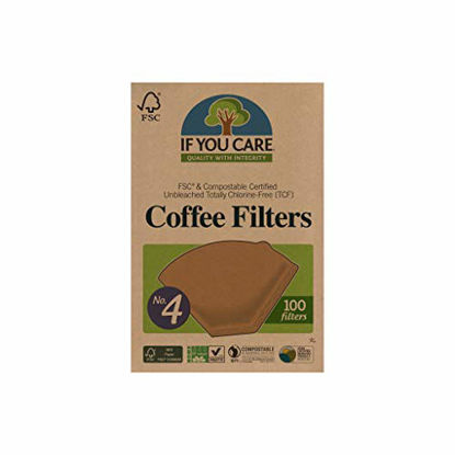 Picture of If You Care Unbleached Coffee Filters, #4 - Pack of 100 - Cone Shaped, All Natural, Biodegradable, Compostable, Chlorine Free