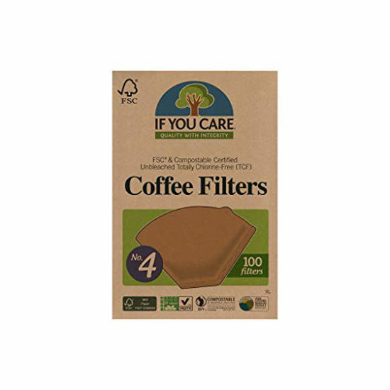 Picture of If You Care Unbleached Coffee Filters, #4 - Pack of 100 - Cone Shaped, All Natural, Biodegradable, Compostable, Chlorine Free