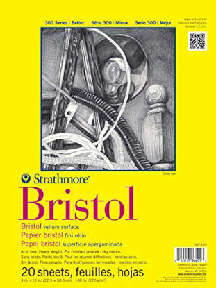 Picture of Strathmore 300 Series Bristol Vellum Pad, 9"x12", Tape Bound 20 Sheets