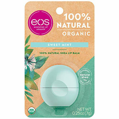 Picture of eos USDA Organic Lip Balm - Sweet Mint | Lip Care to Moisturize Dry Lips | 100% Natural and Gluten Free | Long Lasting Hydration | 0.25 oz