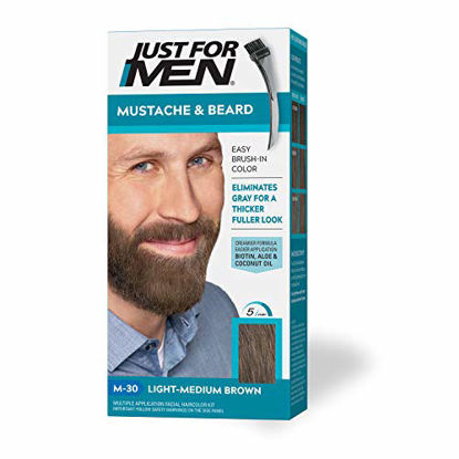 Picture of Just For Men Mustache & Beard, Beard Coloring for Gray Hair with Brush Included - Color: Light-Medium Brown, M-30