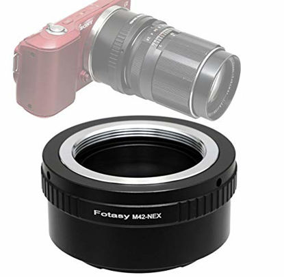 Picture of Fotasy Copper Adjustable M42 Lens to Sony E-Mount Adapter, 42mm Screw Mount to Sony E-Mount Adapter, M42 to E Mount, fit Sony NEX-7 a3000 a3500 a5000 a5100 a6000 a6100 a6300 a6400 a6400 a6500 a6600