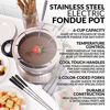 Picture of Nostalgia FPS200 6-Cup Stainless Steel Electric Fondue Pot with Temperature Control, 6 Color-Coded Forks and Removable Pot - Perfect for Chocolate, Caramel, Cheese, Sauces and More