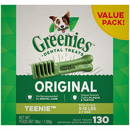 Picture of GREENIES Original TEENIE Natural Dog Dental Care Chews Oral Health Dog Treats, 36 oz. Pack (130 Treats)