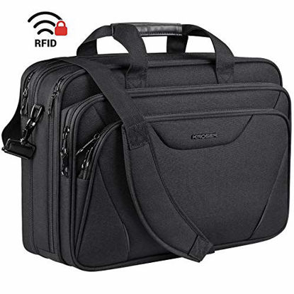 Picture of KROSER 18" Laptop Bag Premium Laptop Briefcase Fits Up to 17.3 Inch Laptop Expandable Water-Repellent Shoulder Messenger Bag Computer Bag for Travel/Business/School/Men/Women-Black