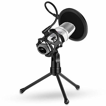 Picture of Foldable Microphone Tripod Stand Desktop Mic Holder Shock Mount Pop Filter for Online Broadcasting Chatting Singing