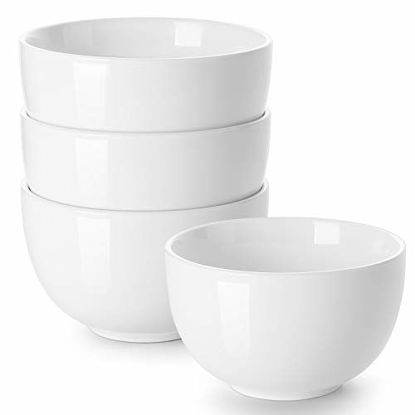 Picture of DOWAN Deep Soup Bowls, 30 Ounces White Cereal Bowl for Oatmeal, Ceramic Ramen Bowls for Noodle, Porcelain Bowls Set 4 for Kitchen, Dishwasher & Microwave Safe