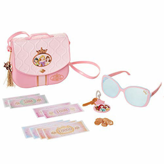 GetUSCart Disney Princess Style Collection World Traveler Purse Set Bag with Strap Sunglasses Key with Charm 5 Coins 8 Paper Bills for Girls Ages 3