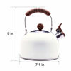 Picture of ROCKURWOK Tea Kettle, Stovetop Whistling Teapot, Stainless Steel, Pearl White, 2.43-Quart