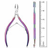 Picture of Cuticle Trimmer with Cuticle Pusher - Cuticle Remover Cuticle Nipper Professional Stainless Steel Cuticle Cutter Clipper Durable Pedicure Manicure Tools for Fingernails and Toenails (Gradient)