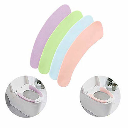 Picture of Bathroom Warmer Toilet Seat Cover Pads 4 Pack Washable and Reusable Cushion for Winter