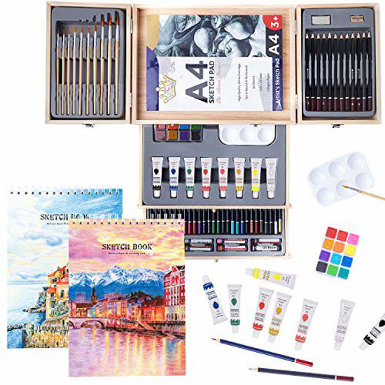 Professional Art Set 85 Piece with 3 x 50 Page Drawing Pad, Deluxe Art Set  in Portable Wooden Case-Painting & Drawing Set Professional Art Kit for  Kids, Teens and Adults/Perfect Gift 