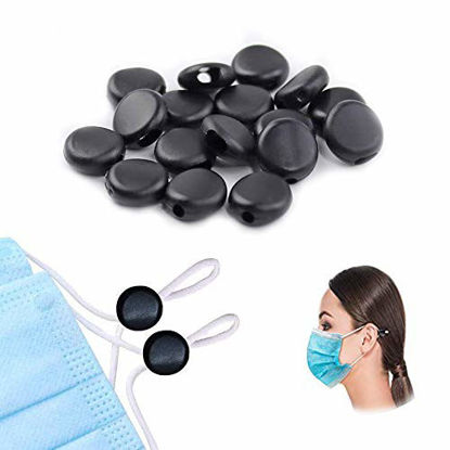 Picture of Cord Locks for Masks, Silicone Rope Toggles for Drawstrings, Adjustable Mask Elastic Cord Buckles Earloop Locks Non-Slip Stopper Adjuster, Suitable for Adult Children Masks(100Pcs)