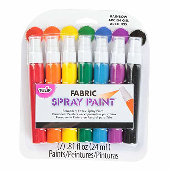 Picture of Tulip Permanent Fabric Spray Paint, 7 Pack, Rainbow, Nontoxic, Non-Aerosol