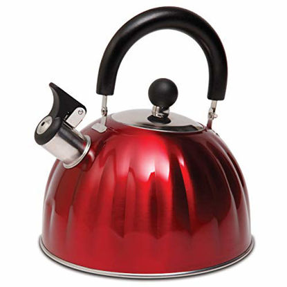 Mr Coffee Claredale Stainless Steel Whistling Tea Kettle,  2.2-Quart.Metallic Red