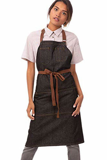 Picture of Chef Works Unisex Memphis Bib Apron, Black, One Size