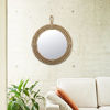 Picture of Stonebriar SB-5389A Small Round Wrapped Rope Mirror with Hanging Loop, Vintage Nautical Design, Brown