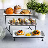 Picture of Gibson Elite Gracious Dining Dinnerware, 3-Tier Rectangle Plate Set with Metal Stand, White