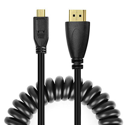 Picture of UCEC 11.81"/30cm Coiled Micro HDMI to Full HDMI Cable for Atomos Ninja Star Recorder Camcorder