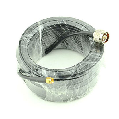 Picture of 15-Meter(49.2 Ft) Low Loss RG58 N Male to SMA Male Antenna RF Coaxial Cable Connector and Two-Way Radio Applications Pure Copper 50 ohm Cable for 3G/4G/5G/LTE/ADS-B/Ham/GPS/WiFi/RF Radio to Antenna